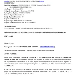 La Justicia autorizó a la madre a permanecer en el hogar conyugal junto a su hijo hasta la mayoría de edad, priorizando el interés superior del niño tras el cese de la convivencia.