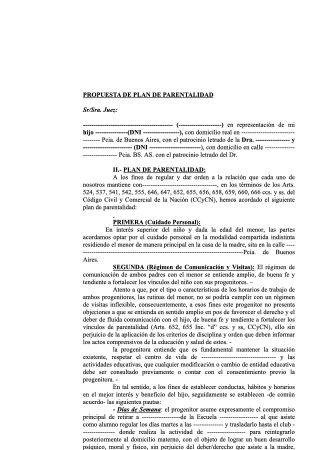 MODELO PLAN DE PARENTALIDAD